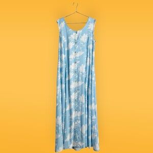 Blair Fresh Pick Smocked Back Button Front Sleeveless Maxi Dress Women’s M Blue